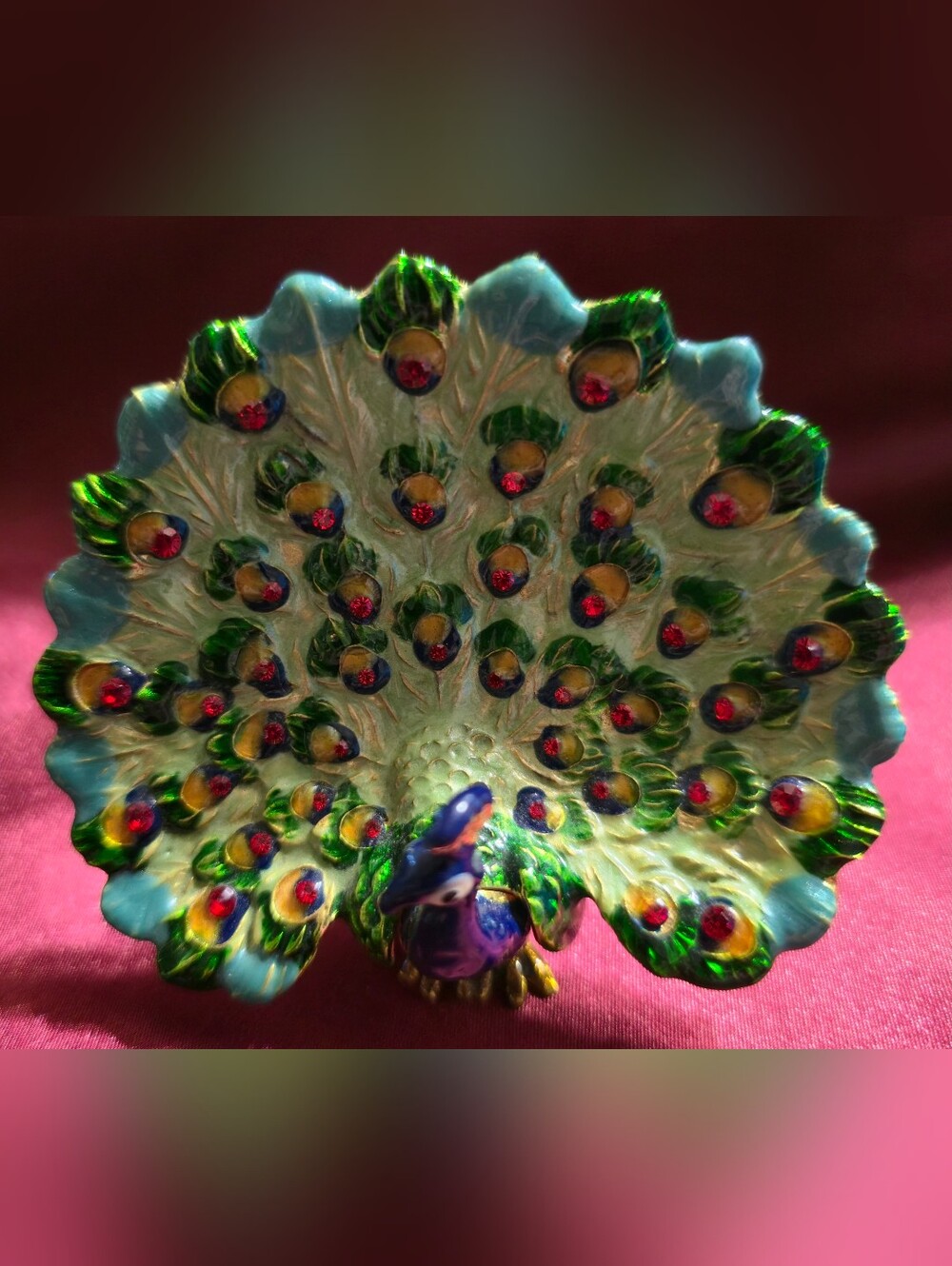 Bejeweled Enameled Peacock Trinket Box